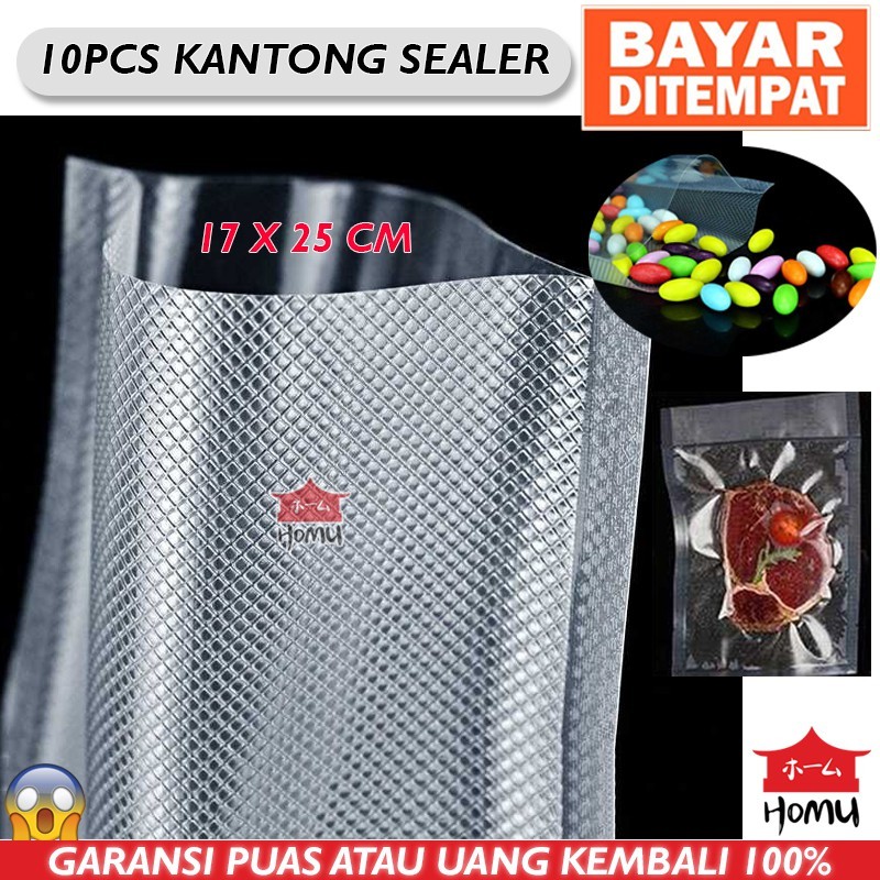 Homu 10PCS Kantong Plastik Vacuum Sealer 17 x 25 cm Storage Bag / Plastik Penyimpan Makanan
