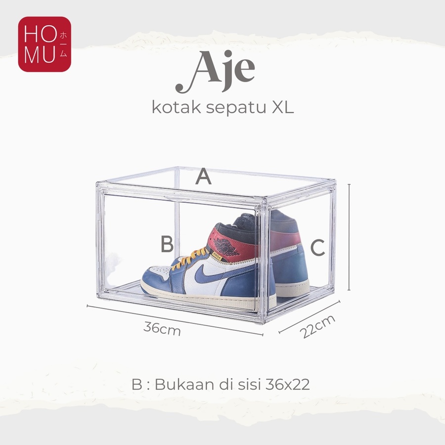 HOMU AJ – Shoe Box Kotak Display Penyimpanan Sepatu Transparan Premium Durable Shoes Display Box XL