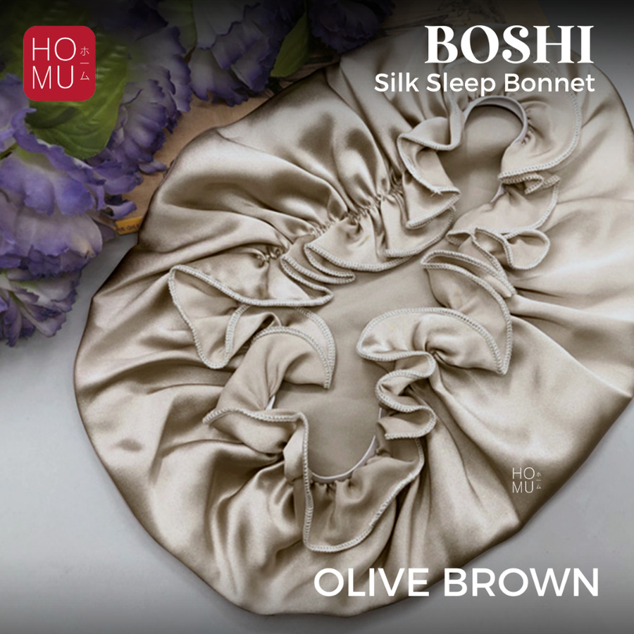 HOMU Boshi Silk Sleep Bonnet Topi Tidur 100% Sutra Organik Natural NightCap