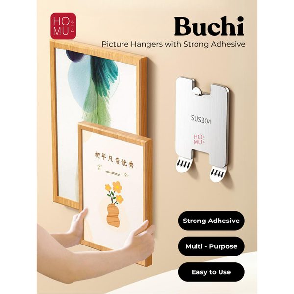 HOMU BUCHI Stainless Steel Kait Gantungan Frame Foto Tahan Karat Tanpa Paku Hanging Picture Hook