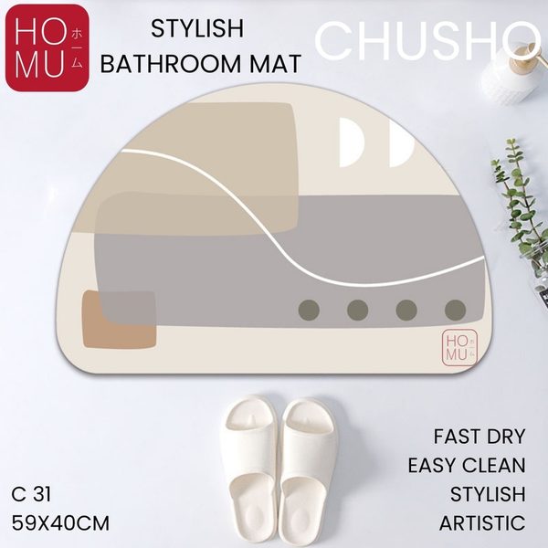 HOMU CHUSHO Stylish Bathroom Mat Keset Kamar Mandi Dapur Diatomite Lembut Anti Slip Cepat Kering