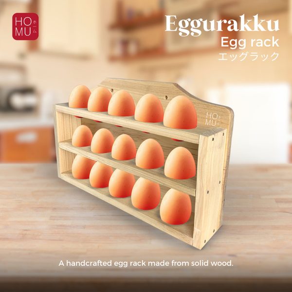 HOMU EGGURAKKU Hanging Egg Rack 3 Tier Rak Telur Gantung Kayu 3 Susun