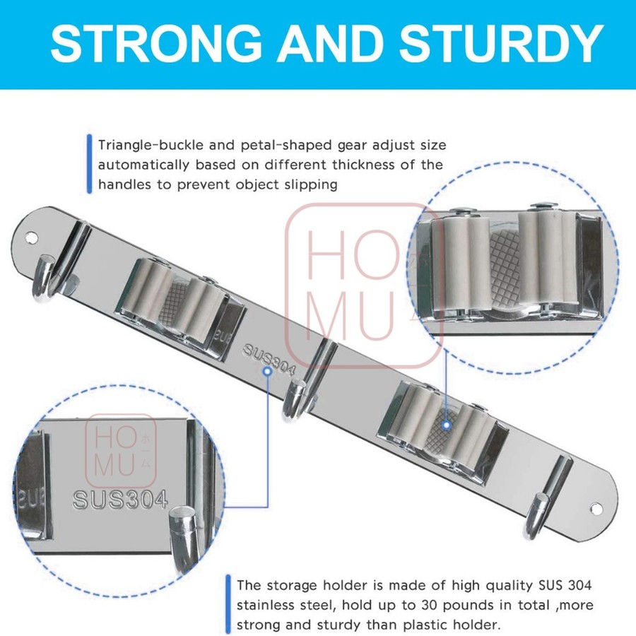 HOMU HANGAHOKI – GANTUNGAN SAPU PEL STAINLESS MOP BROOM HOLDER KAPSTOK CANTOLAN ORGANIZER PREMIUM