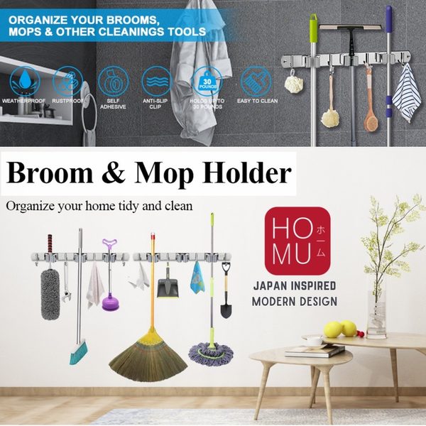 HOMU HANGAHOKI – GANTUNGAN SAPU PEL STAINLESS MOP BROOM HOLDER KAPSTOK CANTOLAN ORGANIZER PREMIUM