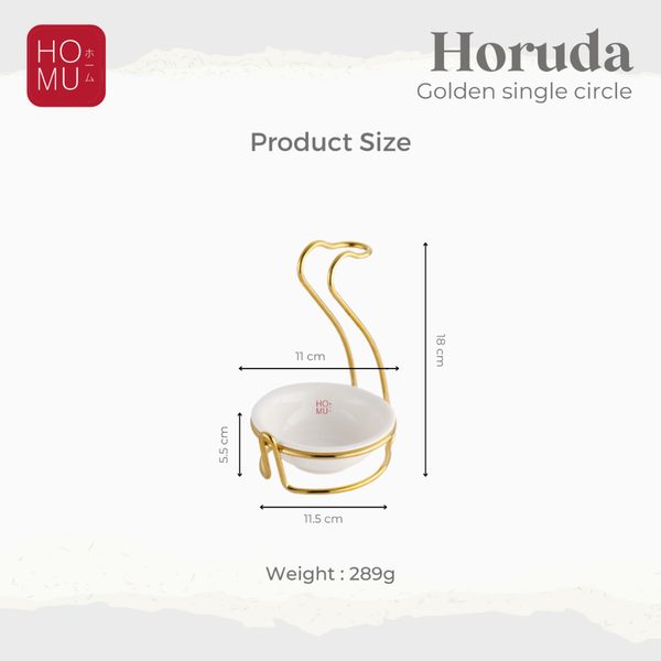 HOMU HORUDA Gold – Stainless Steel Ladle Stand Holder Sendok Sup Stainless dengan Mangkuk Keramik