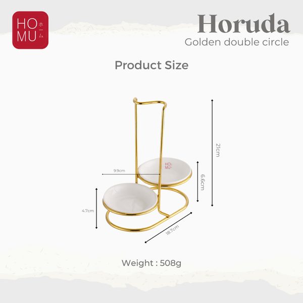 HOMU HORUDA Gold – Stainless Steel Ladle Stand Holder Sendok Sup Stainless dengan Mangkuk Keramik