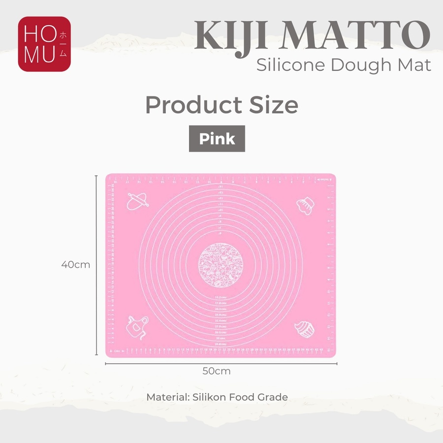 HOMU KIJI MATTO Alas Adonan Silikon Tatakan Baking Roti Pizza Fondant Silicone Mat 50 x 40 cm