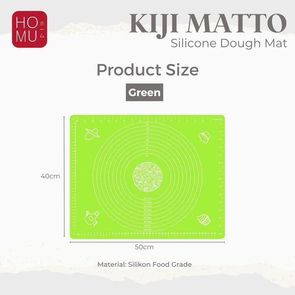 HOMU KIJI MATTO Alas Adonan Silikon Tatakan Baking Roti Pizza Fondant Silicone Mat 50 x 40 cm