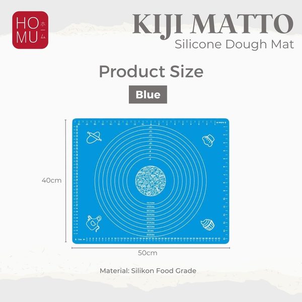 HOMU KIJI MATTO Alas Adonan Silikon Tatakan Baking Roti Pizza Fondant Silicone Mat 50 x 40 cm