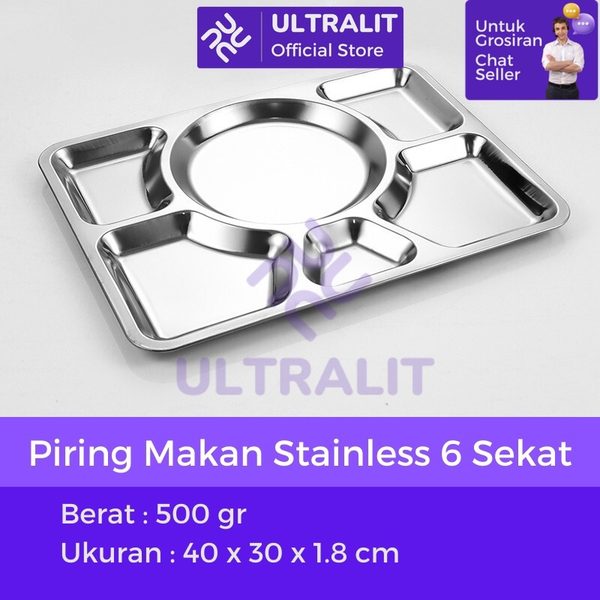 HOMU KOHAN Piring Stainless Catering Dengan Sekat / Piring Kantin Kantor Sekolah Rumah Sakit