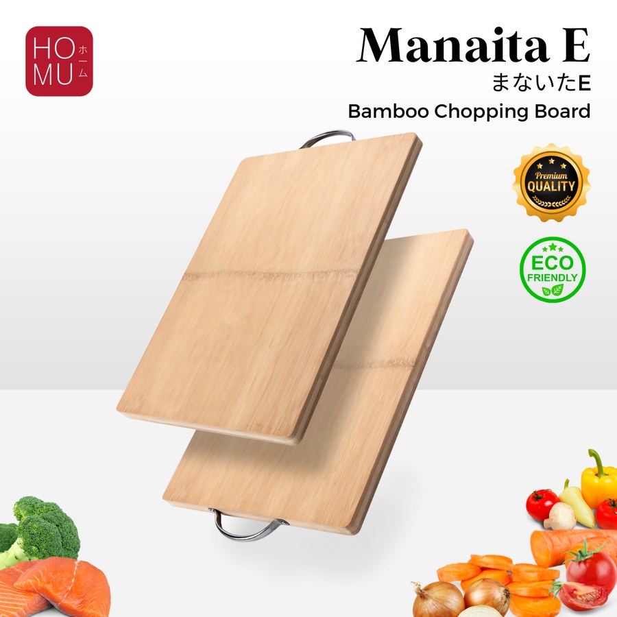 HOMU Manaita E1 – Natural Bamboo No Glue Chopping Board Talenan Bambu Asli