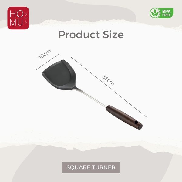 HOMU - MIDERUMI Spatula Silikon Sutil Masak Silicone Food Grade Gagang Stainless Kayu Tebal