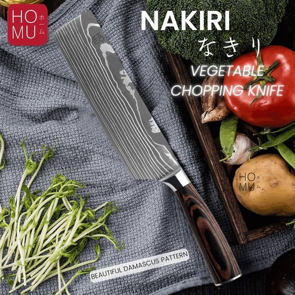 HOMU NAKIRI VEGETABLE CHOPPING KNIFE PISAU JEPANG POTONG SAYUR DAMASCUS STAINLESS CLEAVER GOLOK MINI