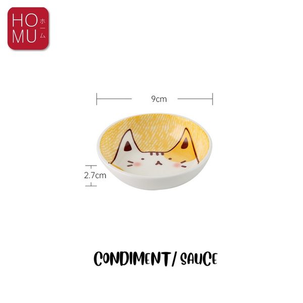HOMU NEKO Piring Makan Keramik Motif Kucing Lucu Cute Ceramic Cat Drawing Bowl Plate