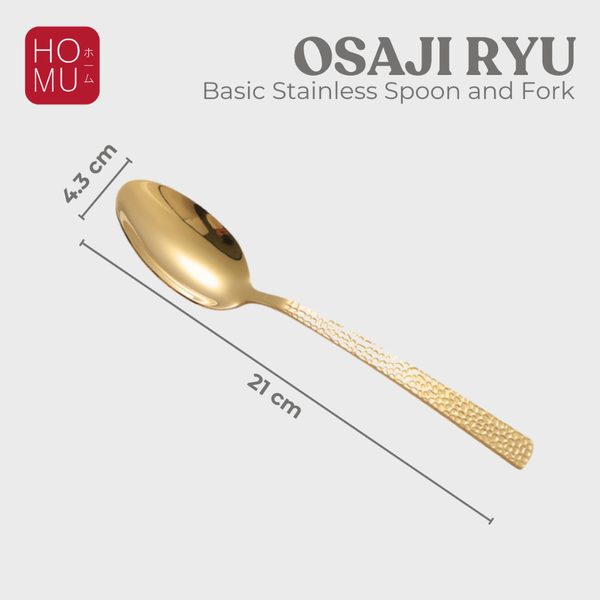 HOMU Osaji Ryu Gold Basic Stainless Spoon and Fork Sendok Makan & Garpu Stainless
