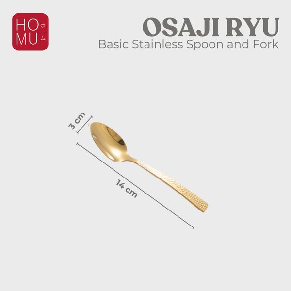 HOMU Osaji Ryu Gold Basic Stainless Spoon and Fork Sendok Makan & Garpu Stainless