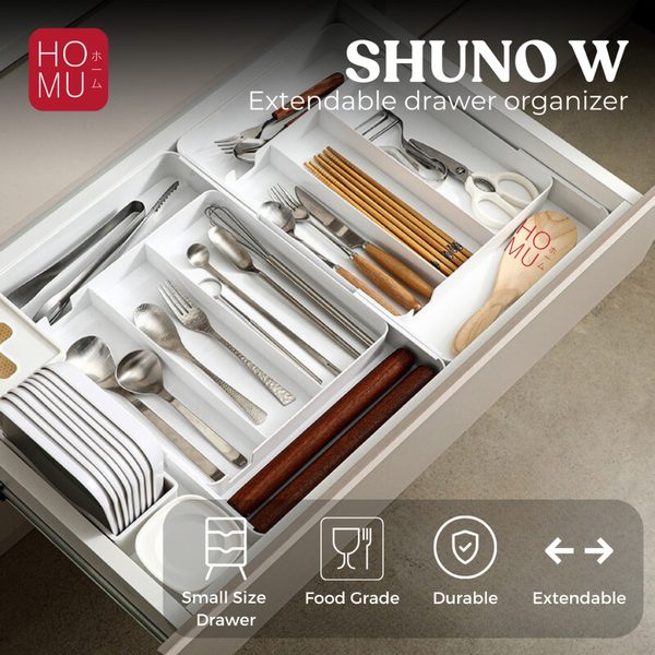 ORGANICE RAK LACI W Extendable Drawer Organizer Rak Penyimpanan Laci Sendok Garpu Peralatan Makan