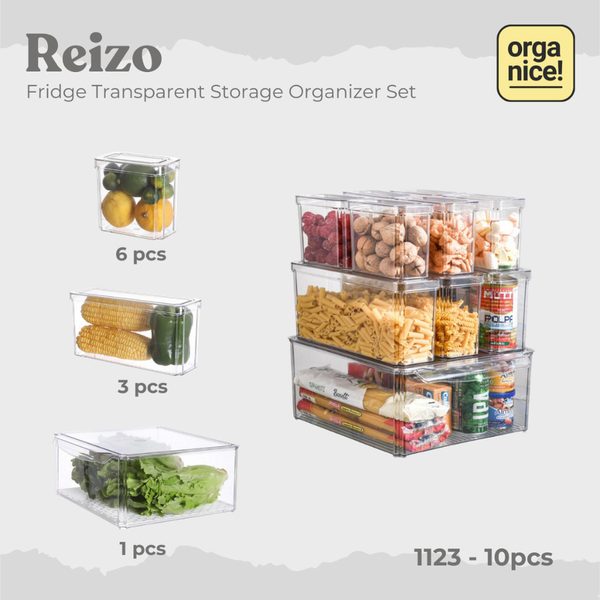 ORGANICE Reizo Premium Transparent Fridge Organizer Set Kotak Penyimpanan Kulkas Transparan Storage