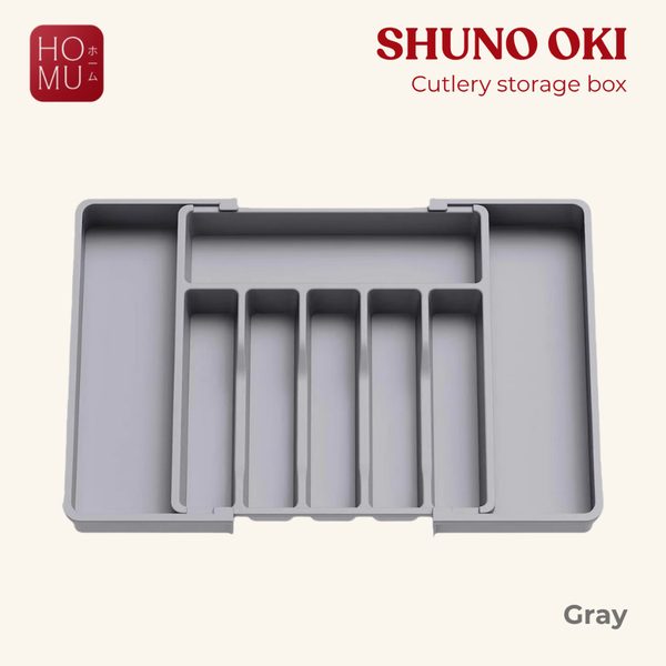 SHUNO OKI Expandable Cutlery storage box Kotak Penyimpanan Serbaguna Rak Sendok Garpu Pisau Laci