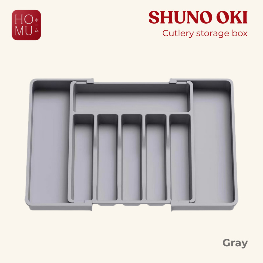 SHUNO OKI Expandable Cutlery storage box Kotak Penyimpanan Serbaguna Rak Sendok Garpu Pisau Laci