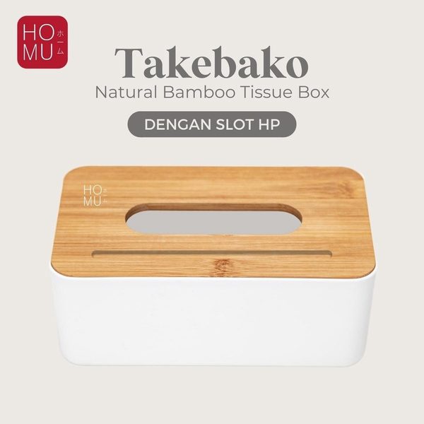 HOMU TAKEBAKO NATURAL BAMBOO TISSUE BOX KOTAK TISU TUTUP BAMBU ASLI