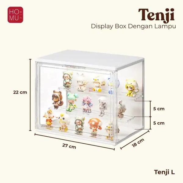 HOMU TENJI – Transparent Storage Box LED PREMIUM Acrylic Action Figure Kotak Rak Pajangan Akrilik dengan Lampu LED