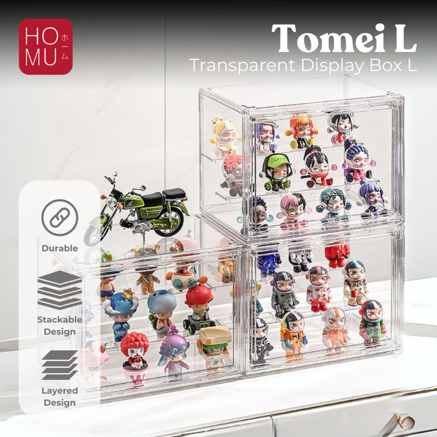 HOMU TOMEI L – Transparent Storage Display Box PREMIUM Acrylic Action Figure Kotak Rak Pajangan Akrilik