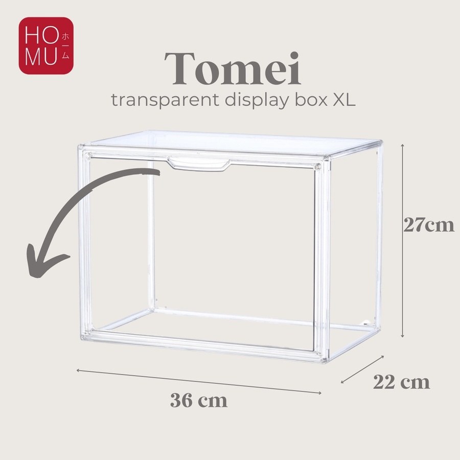 HOMU TOMEI XL – Transparent Storage Display Box Kotak Penyimpanan Sepatu Tas Buku Transparan Magnet