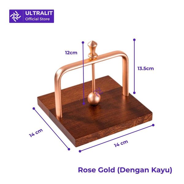 HOMU YOSHI Aesthetic Table Tissue Holder Plate Tempat Tisu Meja Elegan Premium Stainless Steel Kayu
