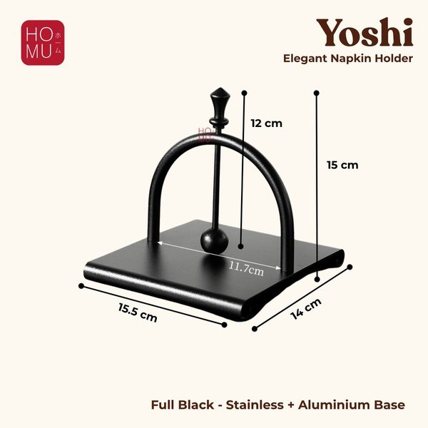 HOMU YOSHI Aesthetic Table Tissue Holder Plate Tempat Tisu Meja Elegan Premium Stainless Steel Kayu