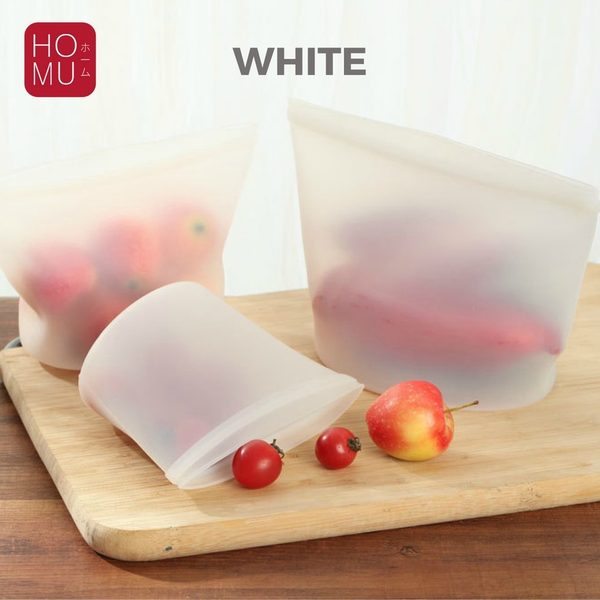 HOMU ZUSHI Reusable Silicone Ziplock Keep Fresh Pouch Silikon Kantong Penyimpanan Serbaguna