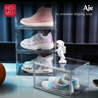 HOMU AJ - Shoe Box Kotak Display Penyimpanan Sepatu Transparan Premium Durable Shoes Display Box XL