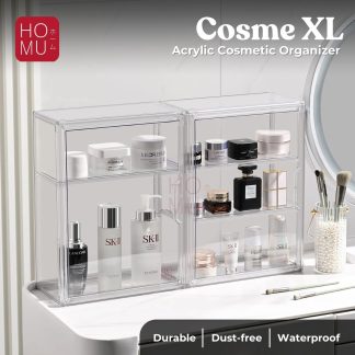 HOMU COSME XL - Acrylic Transparant Cosmetic Display Box Kotak Penyimpanan Kosmetik Display Transparan