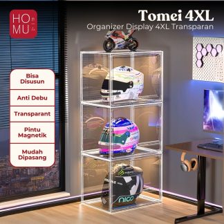 HOMU Tomei 4XL - Transparent Display Box 4XL Kotak Penyimpanan Helm Tas Buku Transparan Magnet non Acriliyc