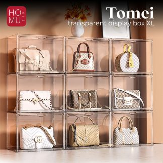 HOMU TOMEI XL - Transparent Storage Display Box Kotak Penyimpanan Sepatu Tas Buku Transparan Magnet