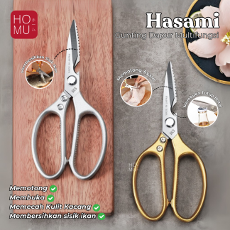 HOMU HASAMI - Gunting Dapur Stainless Heavy Duty Kitchen Shears Pruning Scissors Gold