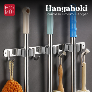 HOMU HANGAHOKI - GANTUNGAN SAPU PEL STAINLESS MOP BROOM HOLDER KAPSTOK CANTOLAN ORGANIZER PREMIUM